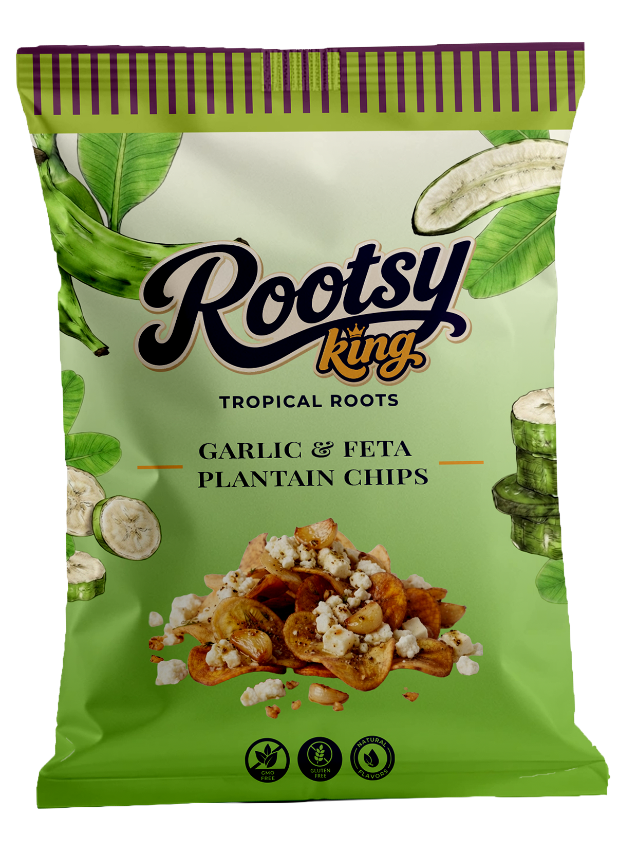 Sachet Rootsy Garlic and Feta Plantain Chips